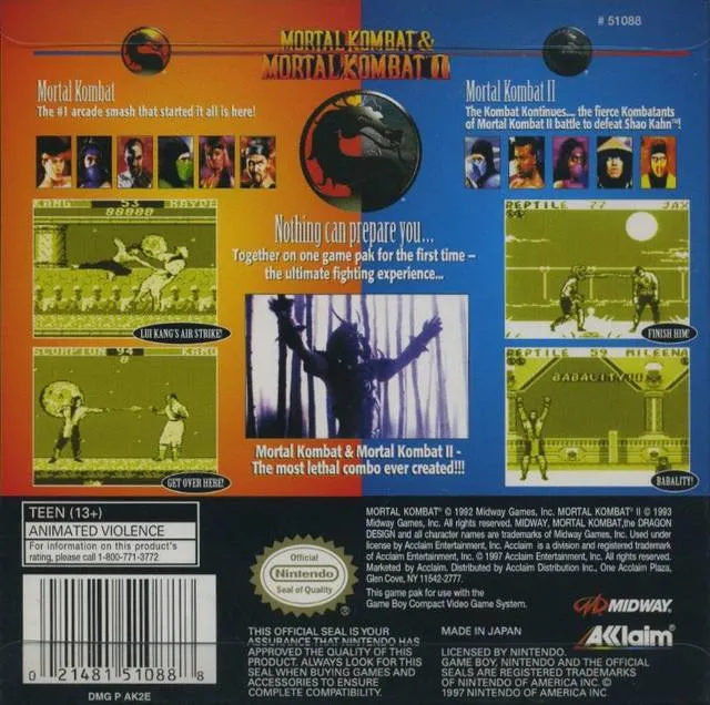 Mortal Kombat & Mortal Kombat II box back