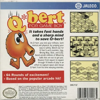 Q*bert for Game Boy box back