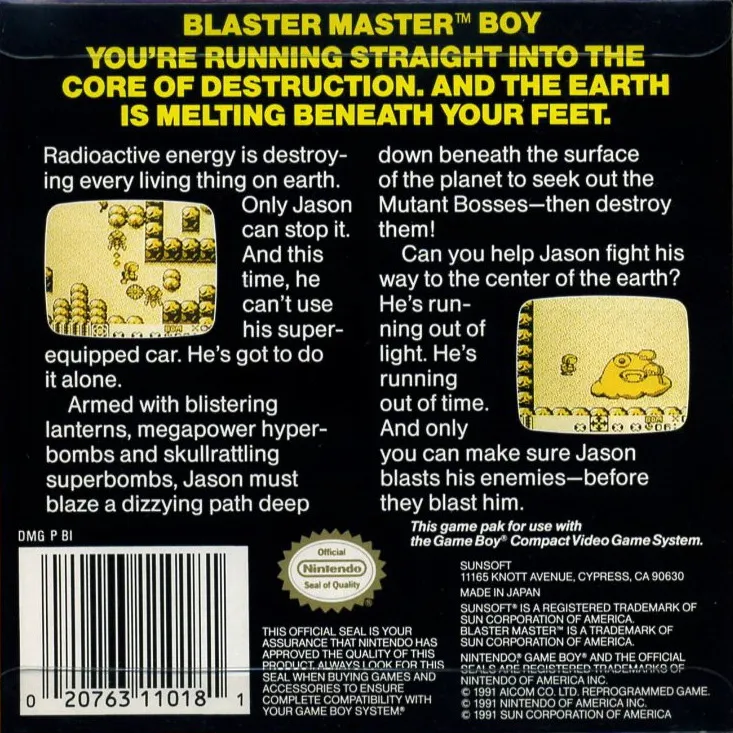 Blaster Master Boy box back