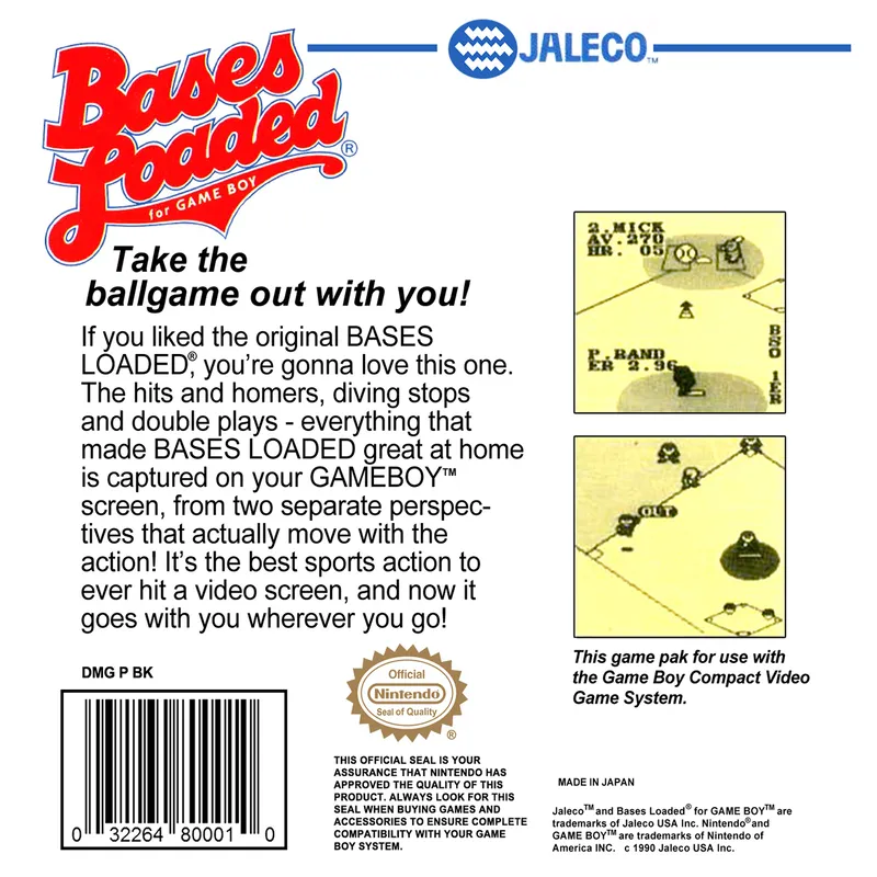Bases Loaded for Game Boy box back