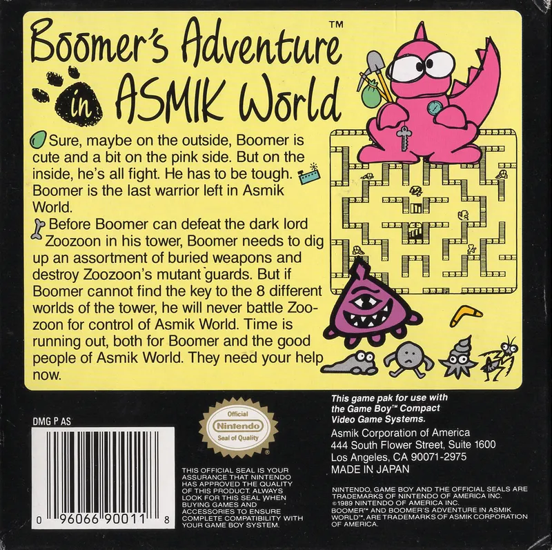 Boomer's Adventure in ASMIK World box back