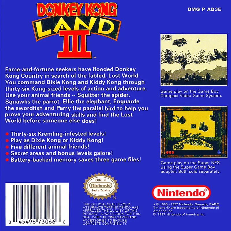 Donkey Kong Land III box back