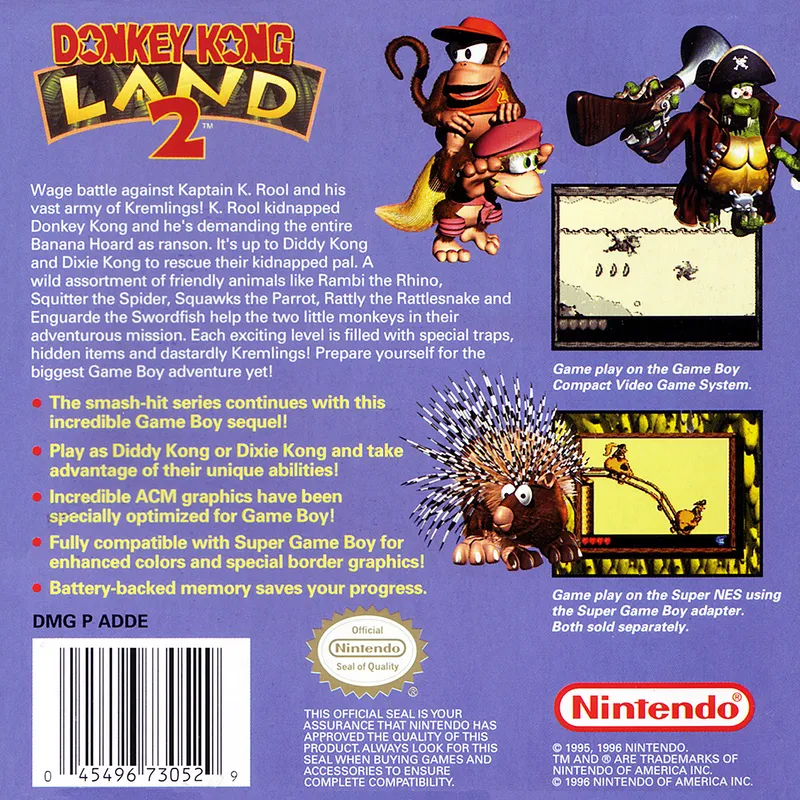 Donkey Kong Land 2 box back