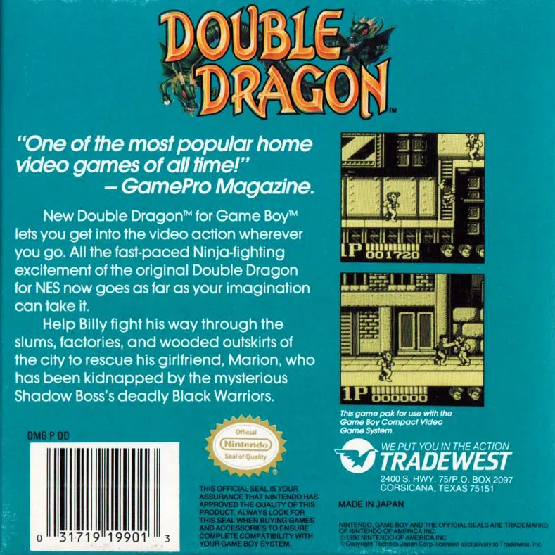 Double Dragon box back