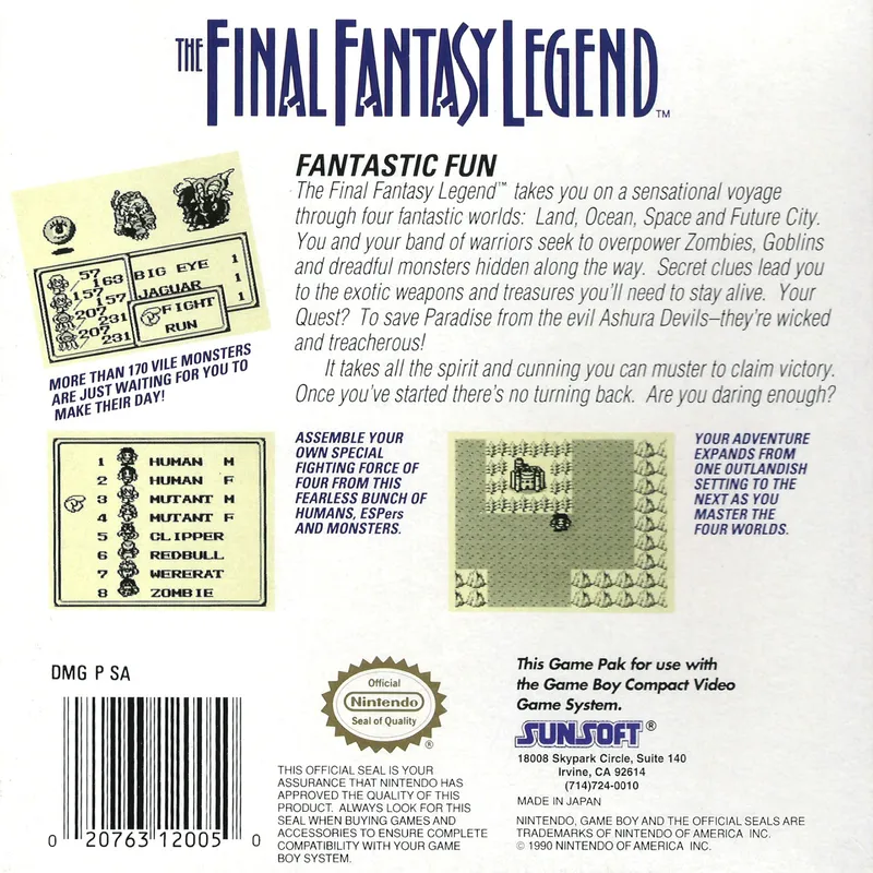 The Final Fantasy Legend box back
