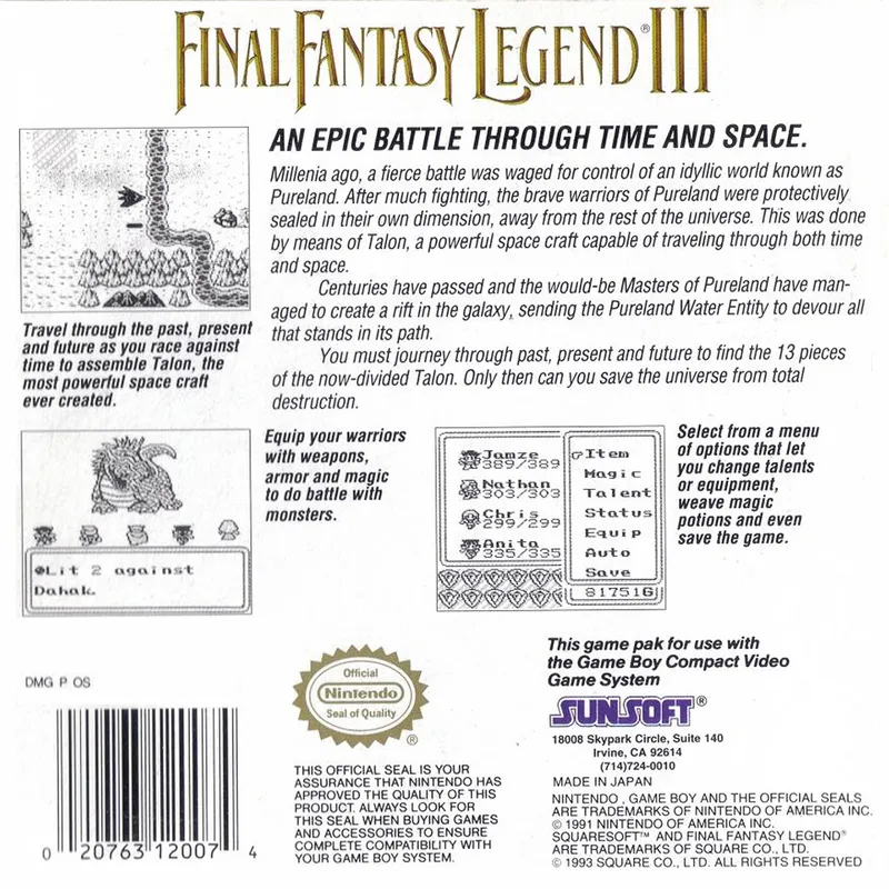 Final Fantasy Legend III box back