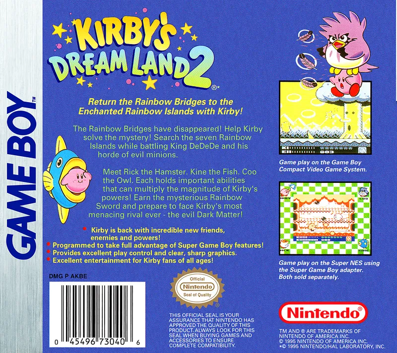 Kirby's Dream Land 2 box back