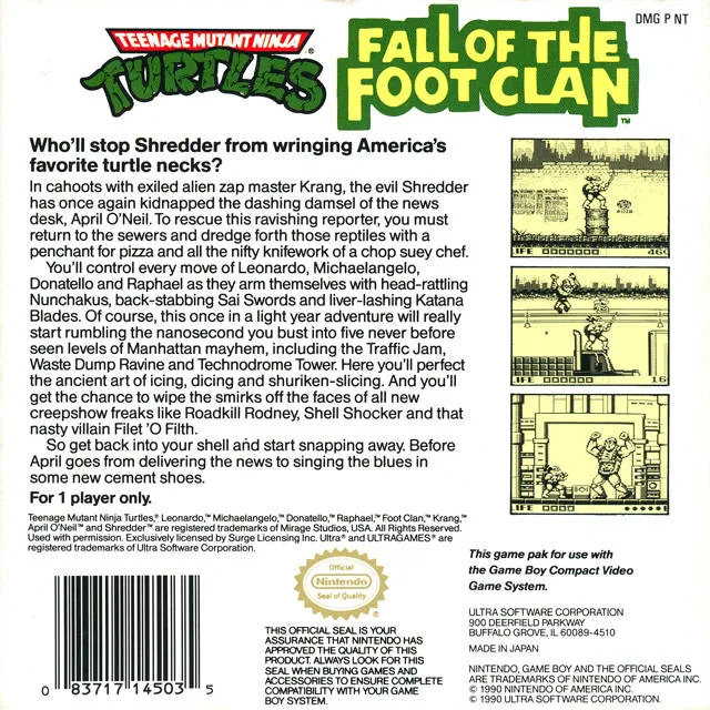 Teenage Mutant Ninja Turtles: Fall of the Foot Clan box back
