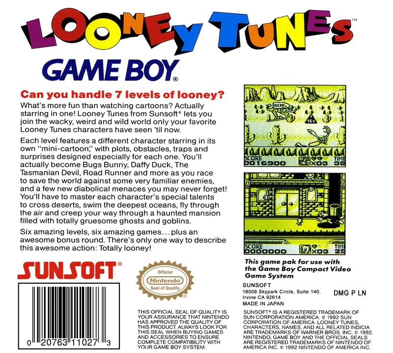 Looney Tunes box back