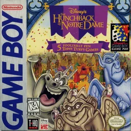 Hunchback of Notre Dame, The - 5 Foolishly Fun Topsy Turvy Games (USA, Europe) (SGB Enhanced) cover art for Nintendo Game Boy