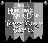Hunchback of Notre Dame, The - 5 Foolishly Fun Topsy Turvy Games (USA, Europe) (SGB Enhanced) title screen