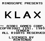 Klax (USA) (Mindscape) title screen