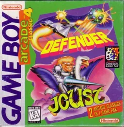 Arcade Classic No. 4 - Defender & Joust (USA, Europe) (SGB Enhanced) cover art for Nintendo Game Boy