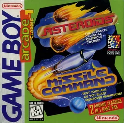 Arcade Classic No. 1 - Asteroids & Missile Command (USA, Europe) (SGB Enhanced) cover art for Nintendo Game Boy