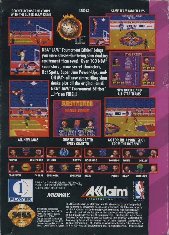 NBA Jam Tournament Edition box back