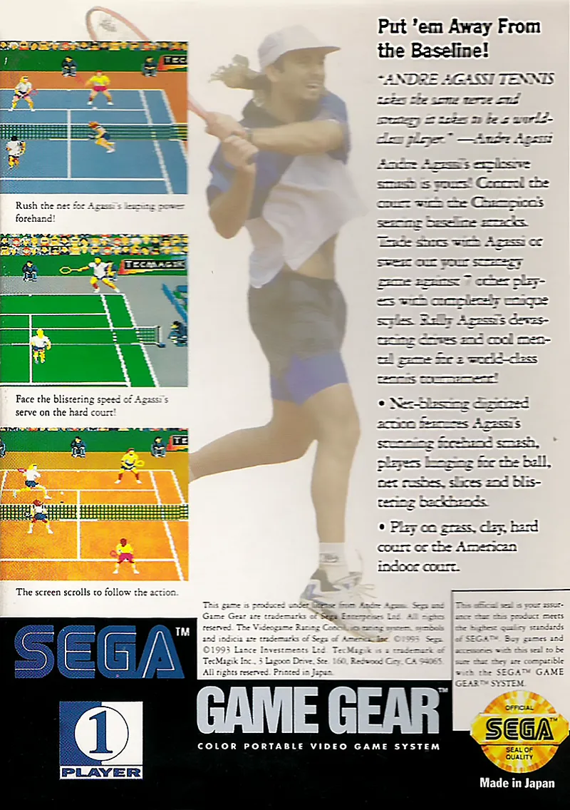 Andre Agassi Tennis box back