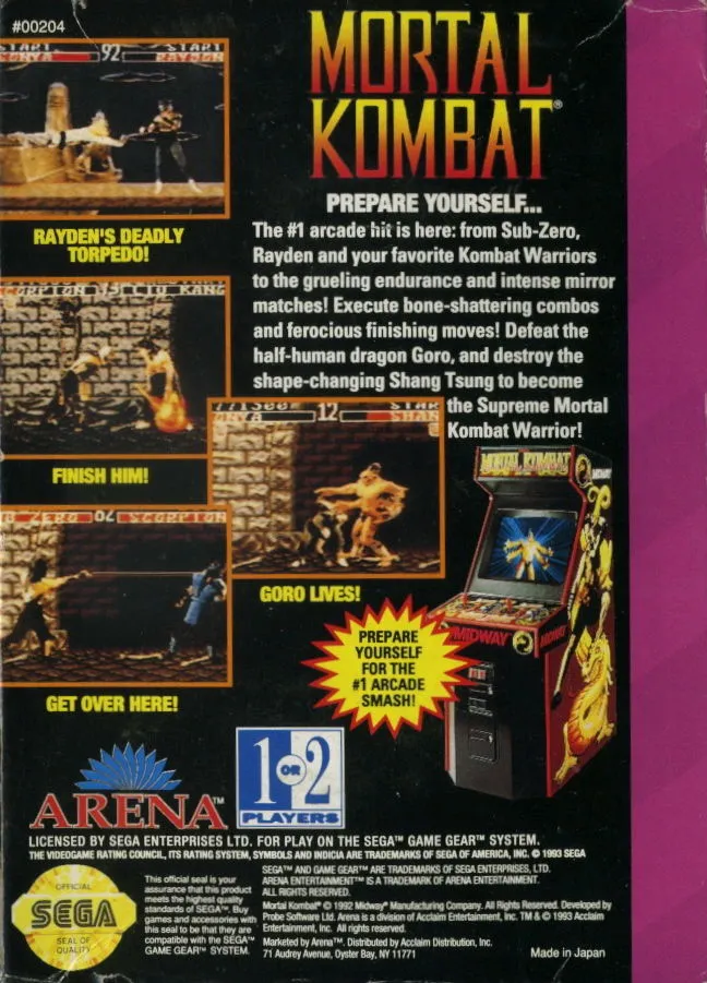 Mortal Kombat box back
