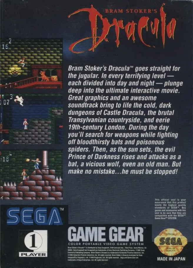 Bram Stoker's Dracula box back