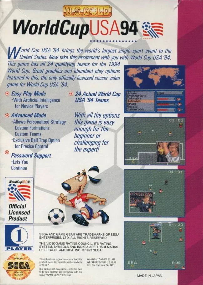 World Cup USA 94 box back
