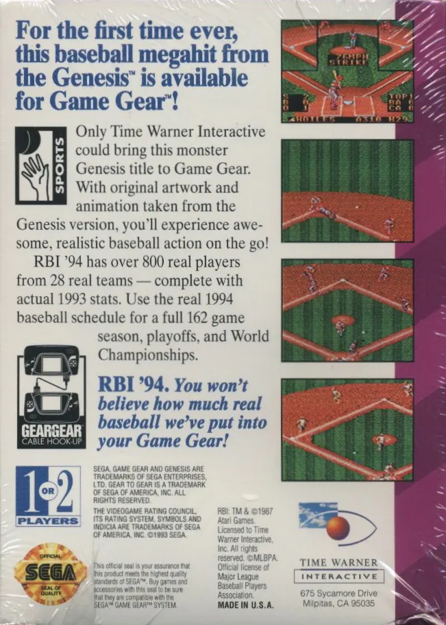 R.B.I. Baseball '94 box back
