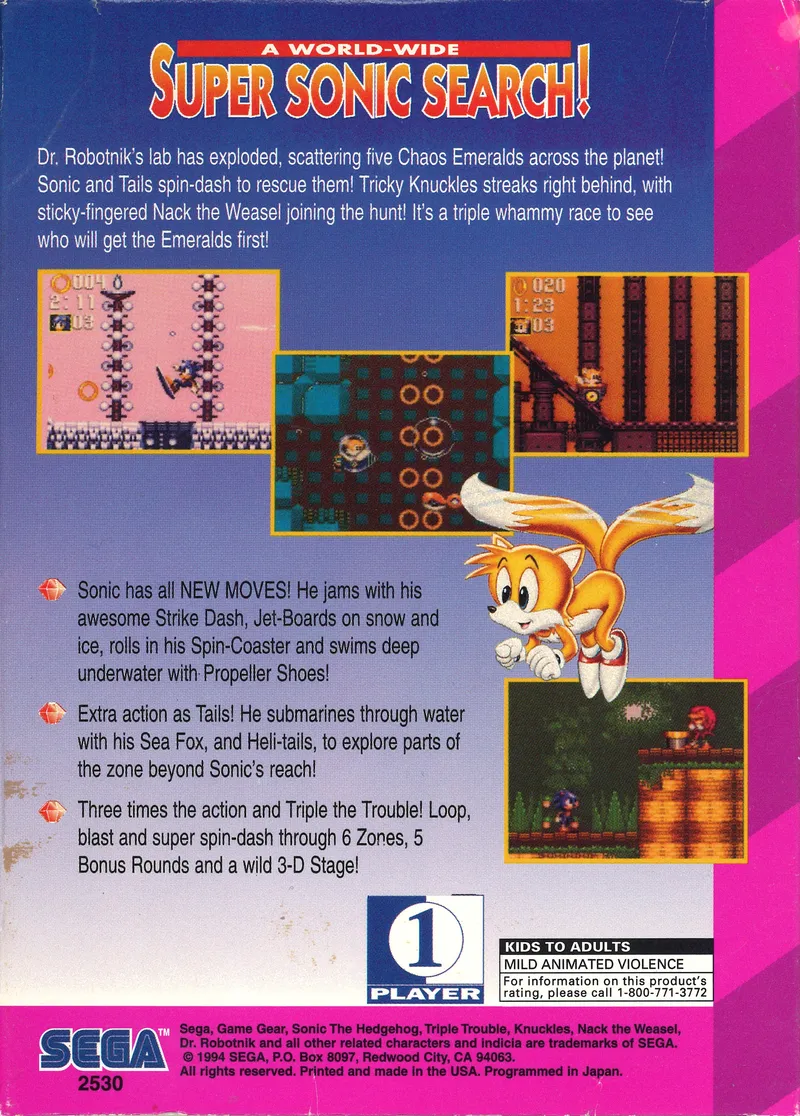 Sonic the Hedgehog: Triple Trouble box back