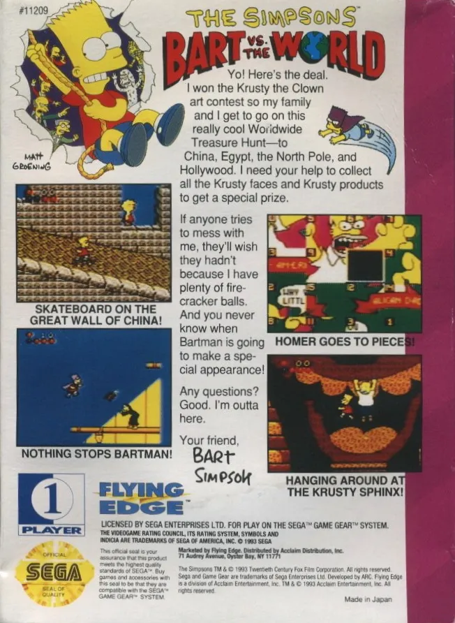 The Simpsons: Bart vs. the World box back