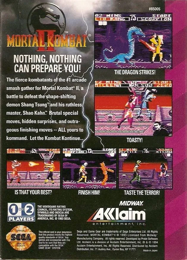 Mortal Kombat II box back
