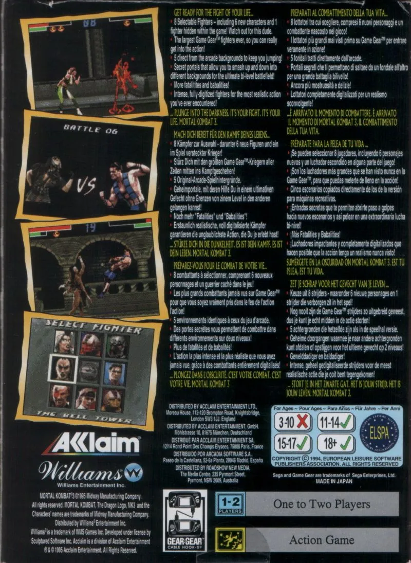 Mortal Kombat 3 box back