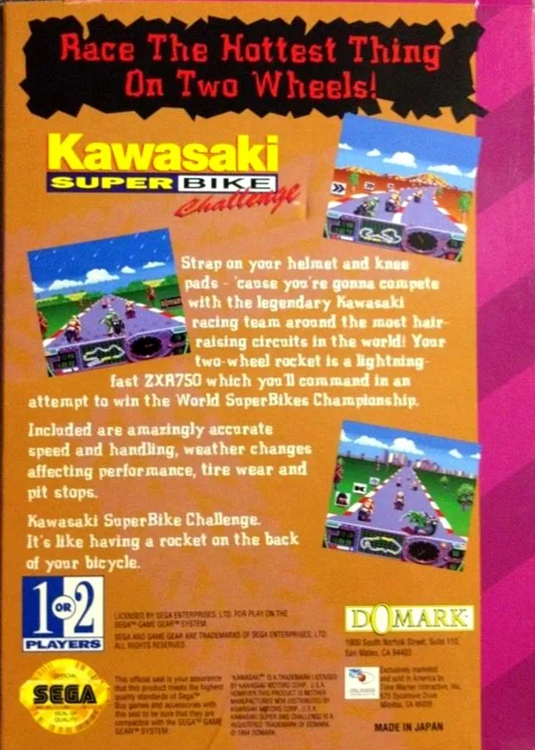 Kawasaki Superbike Challenge box back