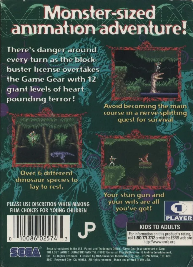 The Lost World: Jurassic Park box back