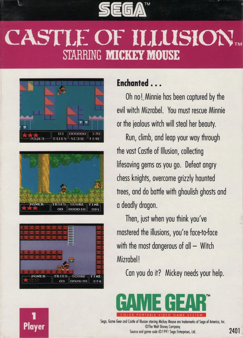 Castle of Illusion Starring Mickey Mouse box back