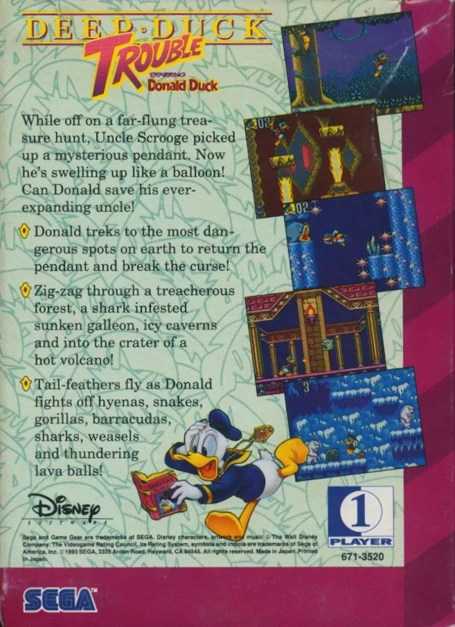 Deep Duck Trouble Starring Donald Duck box back