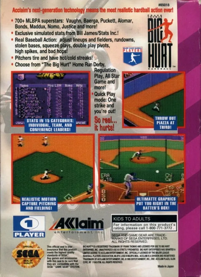 Frank Thomas Big Hurt Baseball box back