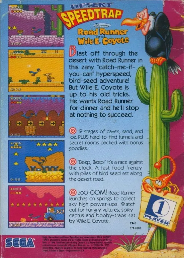 Desert Speedtrap starring Road Runner and Wile E. Coyote box back
