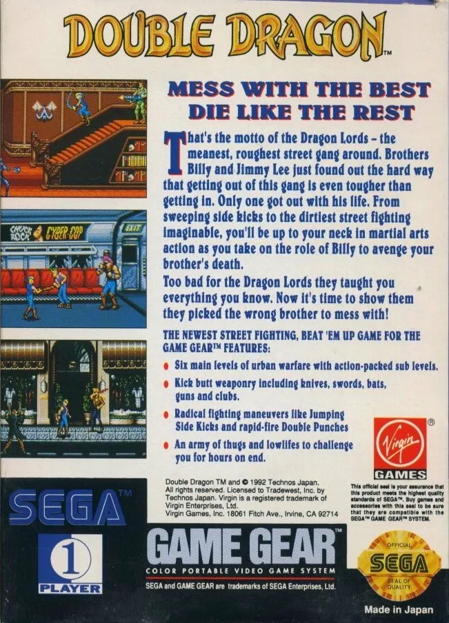 Double Dragon box back