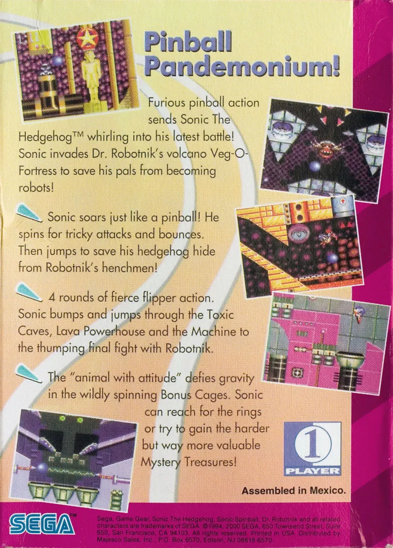 Sonic Spinball box back
