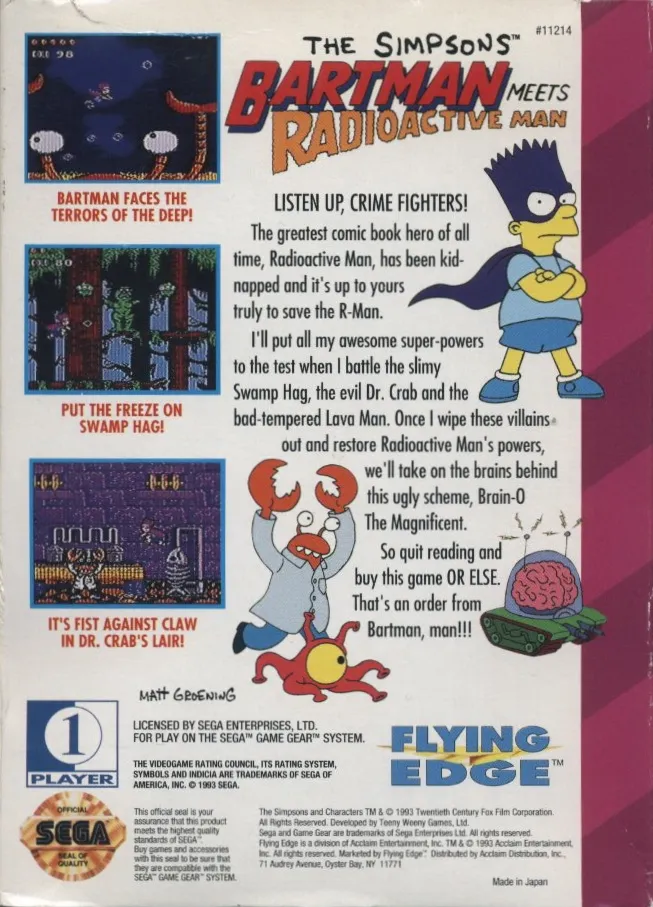 The Simpsons: Bartman Meets Radioactive Man box back