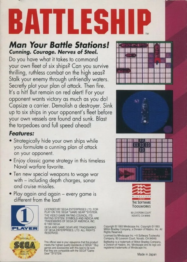 Battleship: The Classic Naval Combat Game box back