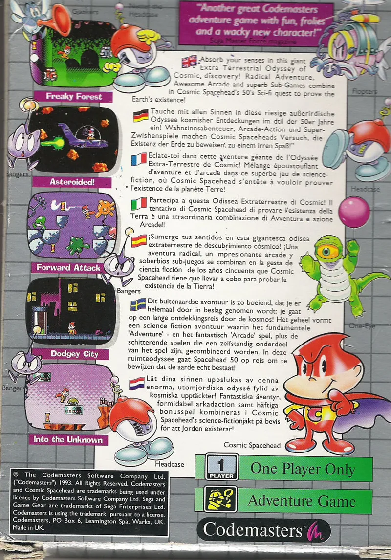 Cosmic Spacehead box back
