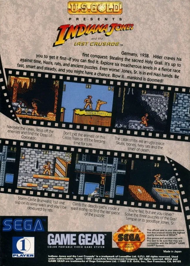 Indiana Jones and the Last Crusade box back