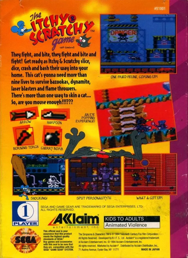 The Itchy & Scratchy Game box back