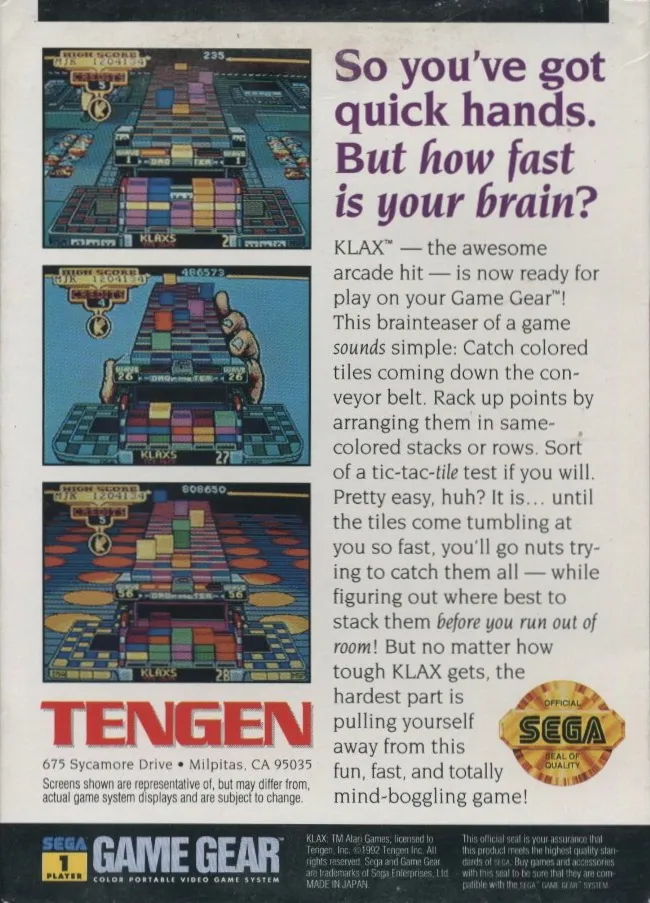 Klax box back
