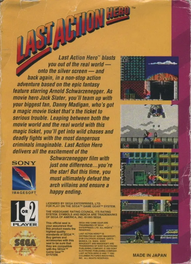Last Action Hero box back