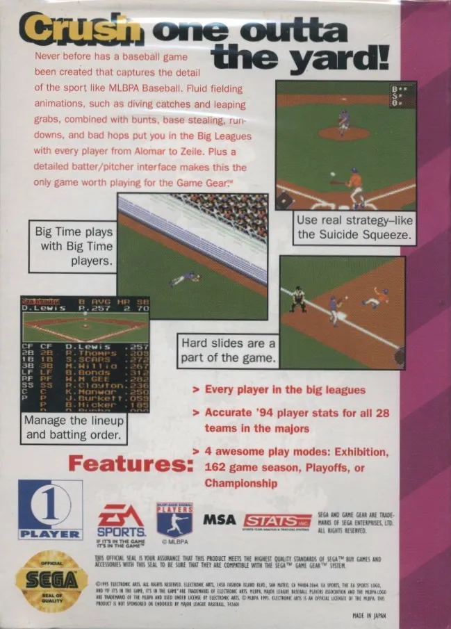 MLBPA Baseball box back