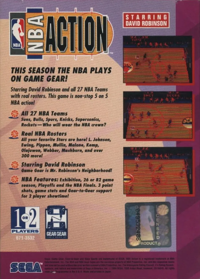 NBA Action starring David Robinson box back