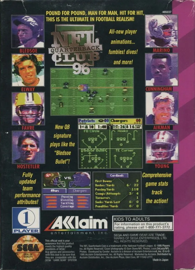 NFL Quarterback Club 96 box back