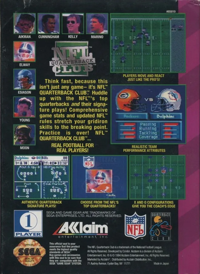 NFL Quarterback Club box back