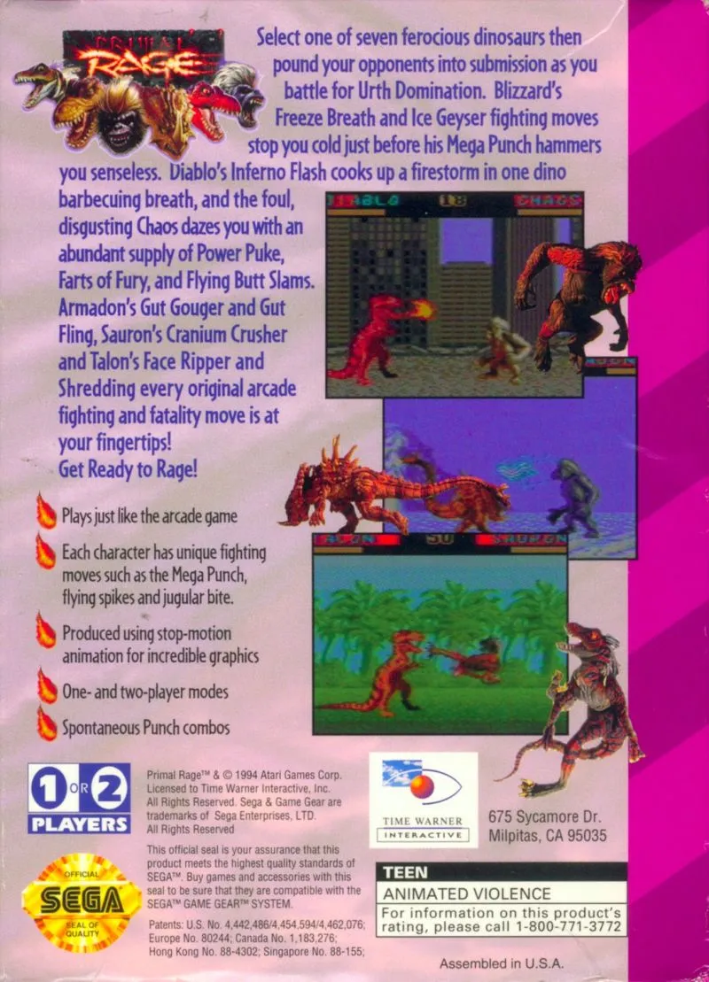 Primal Rage box back