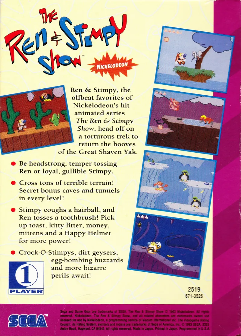Quest for the Shaven Yak starring Ren Hoek & Stimpy box back