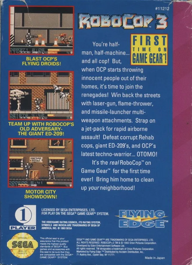 RoboCop 3 box back
